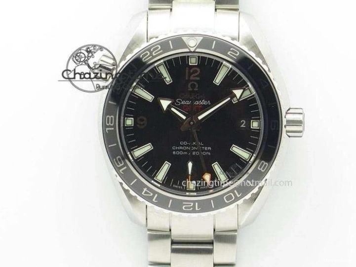 0119 Planet Ocean GMT 42mm V6F Best Edition Black Dial Silver Markers On SS Bracelet A Casual 8273